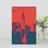 Gestippelde rode retro stijl popart New York City Briefpapier (Staand voorkant)