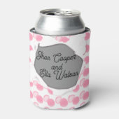 Gestippelde roze pastel esthetische wieden blikkoe blikjeskoeler (Blikje Voorkant)