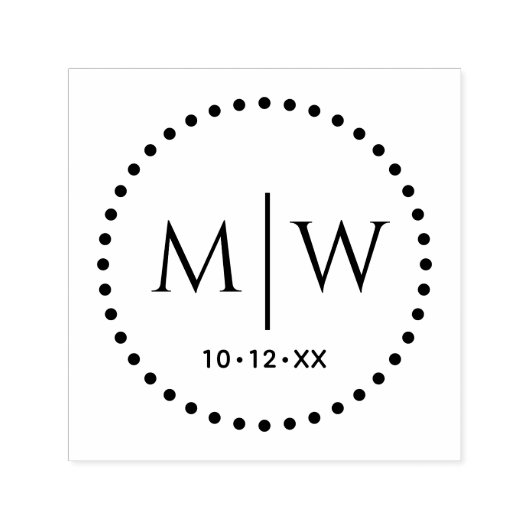 gestippelde Stippen rond Lijst twee Initiaal bruil Zelfinktende Stempel (Design)