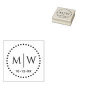 Gestippelde Stippen Ronde Frame Twee Initiële Trou Rubberstempel (Gestempeld)