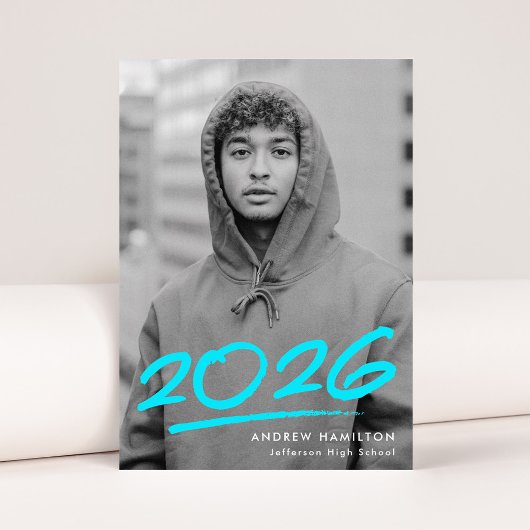 Gestippelde Turquoise Klas van 2026 Foto Afstudere Aankondiging