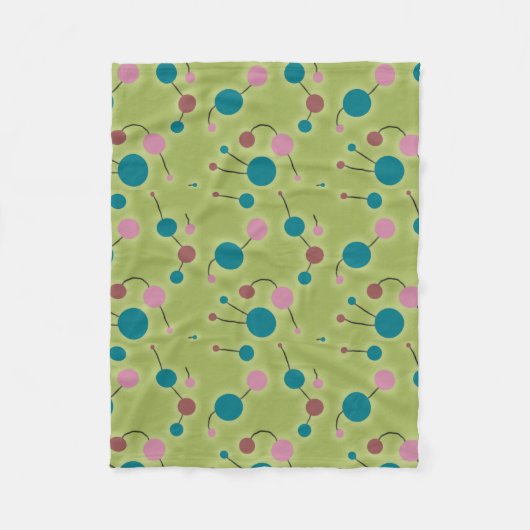 gestippelde Universe Retro Green Fleece Deken (Voorkant)