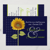 Gestippelde Zonnebloem 3 bruiloft Kaart (Voorkant / Achterkant)