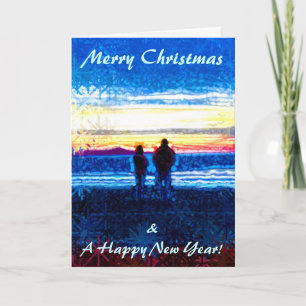 gestippelde zonsondergang kerst Kaart