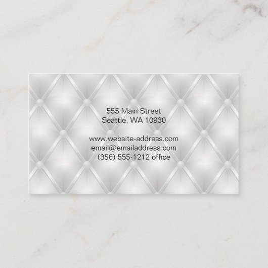 Gestoffeerd wit opvulmateriaal visitekaartje (Achterkant)