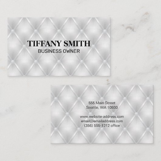 Gestoffeerd wit opvulmateriaal visitekaartje (Voorkant / Achterkant)