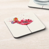 Gestolen geschilderde waterverf papaverbloem bier onderzetter (Linkerzijde)