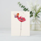 Gestolen geschilderde waterverf papaverbloem briefkaart (Staand voorkant)