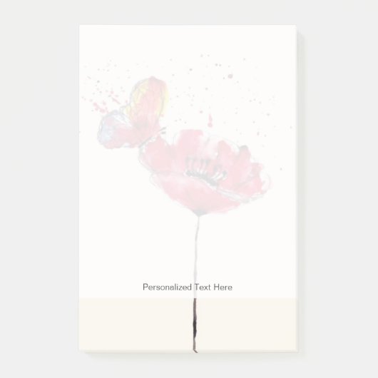 Gestolen geschilderde waterverf papaverbloem post-it® notes (Voorkant)