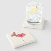 Gestolen geschilderde waterverf papaverbloem stenen onderzetter (Zijkant)