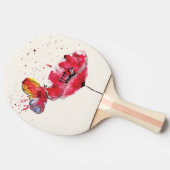 Gestolen geschilderde waterverf papaverbloem tafeltennisbatje (Zijkant)