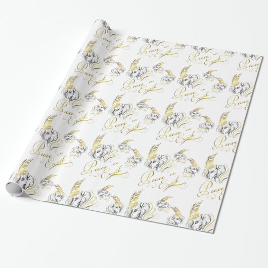 Gestolen GOATS Peace on Earth GOLD Cadeaupapier (Uitgerold)