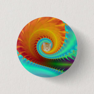 Gestookte spiraal in Turquoise en Gold Ronde Button 3,2 Cm