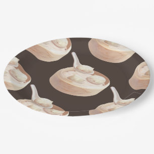 Gestoomde Bao Buns met Thee Papieren Bordje