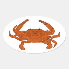 Gestoomde krab Logo (Atlantische blauwe krab) Ovale Sticker