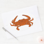 Gestoomde krab Logo (Atlantische blauwe krab) Ovale Sticker (Envelop)
