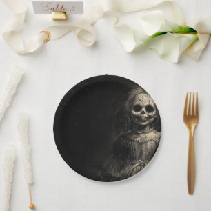 Gestoord Skelet Pop Halloween Kostuum Feest Papieren Bordje