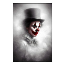 Gestoorde vintage clown met een sinistere glimlach