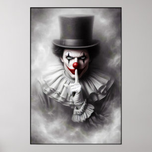 Gestoorde Vintage Clown Met een Sinu smile Poster