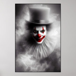 Gestoorde Vintage Clown Met een Sinu smile Poster