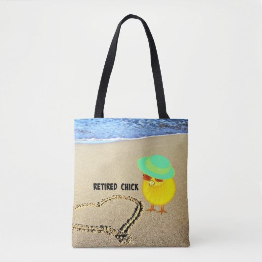 Gestopte kip aan het strand, aanpasbaar tote bag (Voorkant)