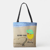 Gestopte kip aan het strand, aanpasbaar tote bag (Achterkant)
