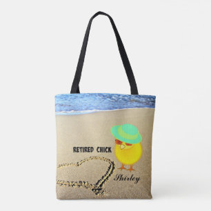 Gestopte kip aan het strand, aanpasbaar tote bag