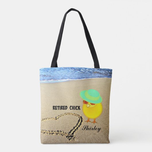 Gestopte kip aan het strand, aanpasbaar tote bag (Achterkant)