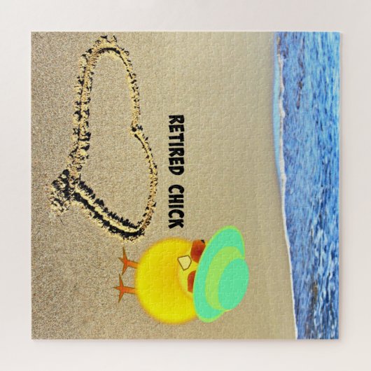 Gestopte kip...hart getekend in het zand legpuzzel (Horizontaal)