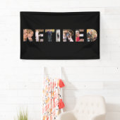 Gestopte typografie fotocollage pensioenfeestje spandoek (Insitu)