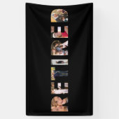 Gestopte typografie fotocollage pensioenfeestje spandoek (Verticaal)