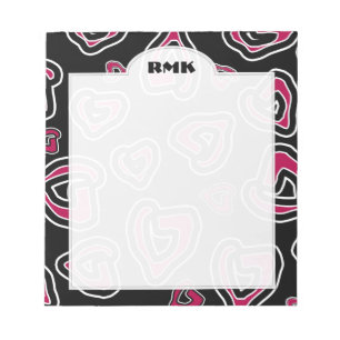 Gestormd Granita Red Hearts gepersonaliseerd Monog Notitieblok