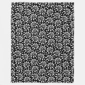 Gestormd Plant Patroon 020818 - White on Black Fleece Deken (Voorkant)