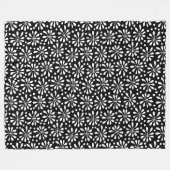 Gestormd Plant Patroon 020818 - White on Black Fleece Deken (Voorkant (Horizontaal))