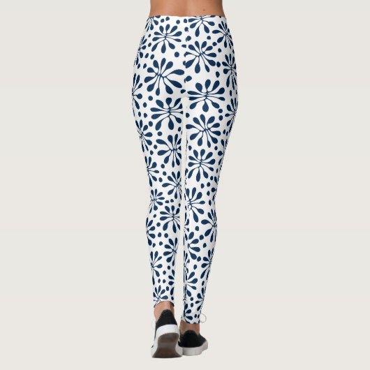 Gestormd Plant Pattern 020818 - Navy Blue #002750 Leggings (Achterkant)