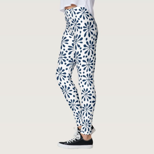 Gestormd Plant Pattern 020818 - Navy Blue #002750 Leggings (Links)