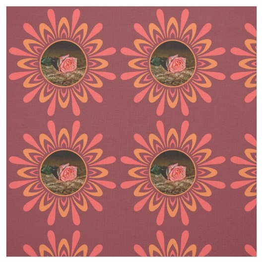 Gestormd Sun/Flower Pattern met UW FOTO-fabric Stof (Swatch)