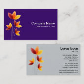 Gestormde bloemen - Wit op diep Paars Visitekaartje (Voorkant / Achterkant)