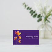 Gestormde bloemen - Wit op diep Paars Visitekaartje (Staand voorkant)