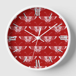Gestormde Deco-vlinder - donkerrood en wit