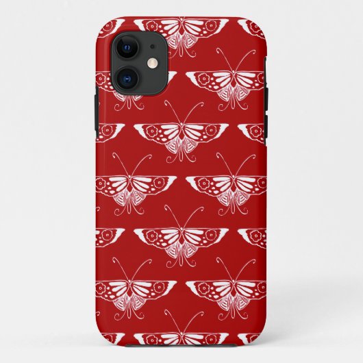 Gestormde Deco-vlinder - donkerrood en wit Case-Mate iPhone Case (Achterkant)