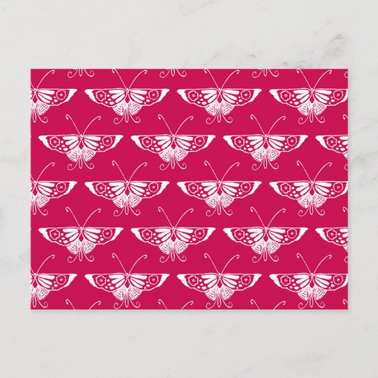 Gestormde Deco-vlinder - fuchsia roze Briefkaart (Voorkant)