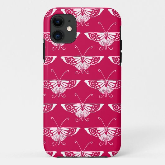 Gestormde Deco-vlinder - fuchsia roze Case-Mate iPhone Case (Achterkant)