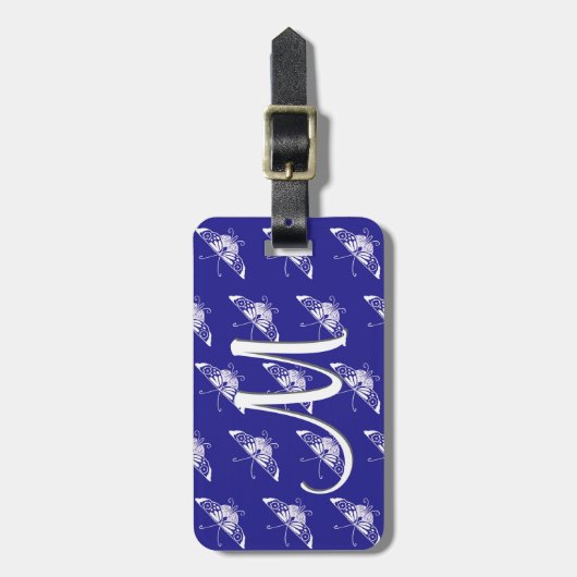 Gestormde Deco-vlinder - kobalt blauw Bagagelabel (Voorkant verticaal)