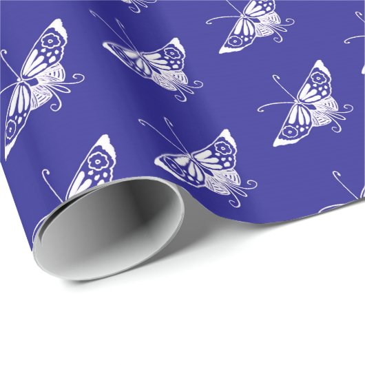 Gestormde Deco-vlinder - kobalt blauw Cadeaupapier (Rol Hoek)