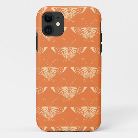 Gestormde Deco-vlinder - koraal sinaasappel Case-Mate iPhone Case (Achterkant)