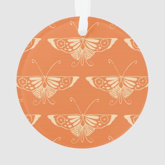 Gestormde Deco-vlinder - koraal sinaasappel Ornament (achterkant)