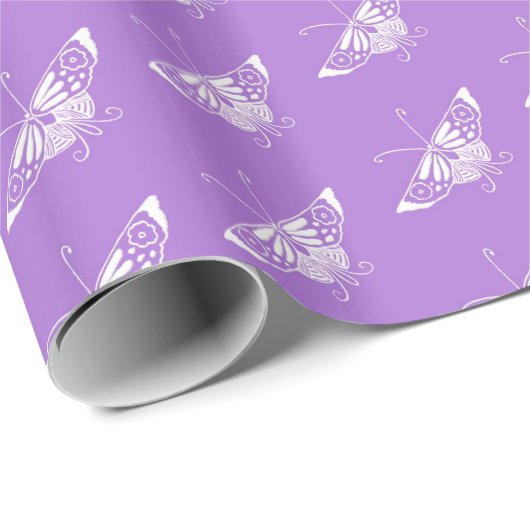 Gestormde Deco-vlinder - lavender Cadeaupapier (Rol Hoek)