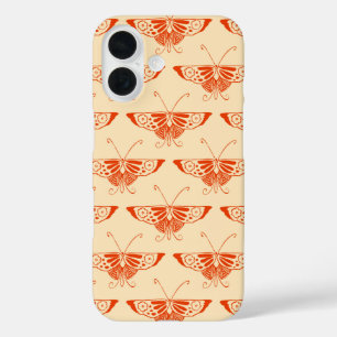Gestormde Deco-vlinder - mandarijnensinaasappel iPhone 16 Hoesje