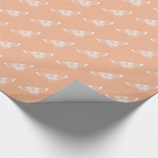 Gestormde Deco-vlinder - perzik Cadeaupapier (Hoek)